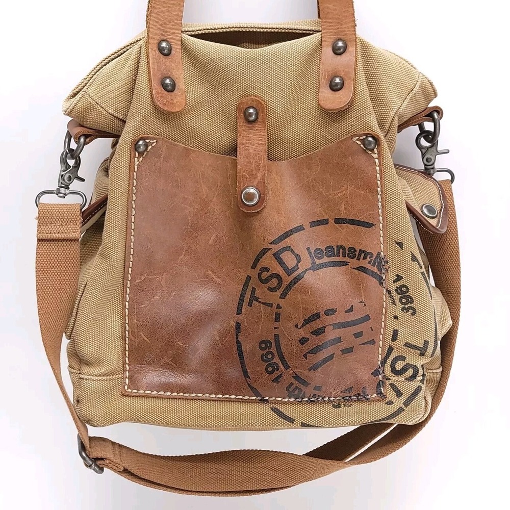 TSD Super Horse Canvas Leather Tote Bag Purse Shoulder Crossbody Large Brirriant
